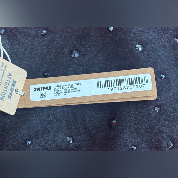 NWT • SKIMS • OUTDOOR RHINESTONE WIDE NECK BRALETTE • M + L • WASHED ONYX - Picture 5 of 7